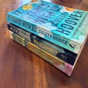 Three books: the famous 'It Starts With Us', Daisy Darker and The Paper Palace